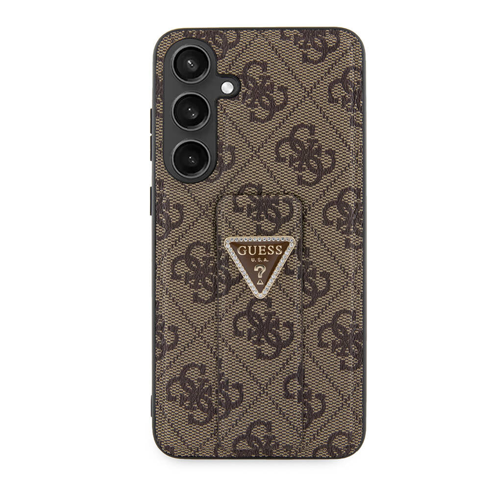 Guess Galaxy S24 Plus Orjinal Lisanslı 4G Desenli Üçgen Logolu Standlı Deri Kılıf Guess Galaxy S24 Plus Orjinal Lisanslı 4G Desenli Üçgen Logolu Standlı Deri Kılıf